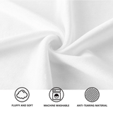 Soft white baby blanket, fluffy and machine washable, anti-tearing material, perfect for baby nursery.