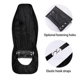 Black car seat cover with elastic straps for secure fit, polyester fabric for car interior decor