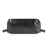 Black PU leather anti-theft backpack back view, travel daypack with secure design