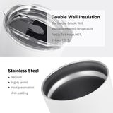 Stainless steel travel mug, double-walled for hot/cold drinks. Features vacuum seal and heat preservation. Car cup.