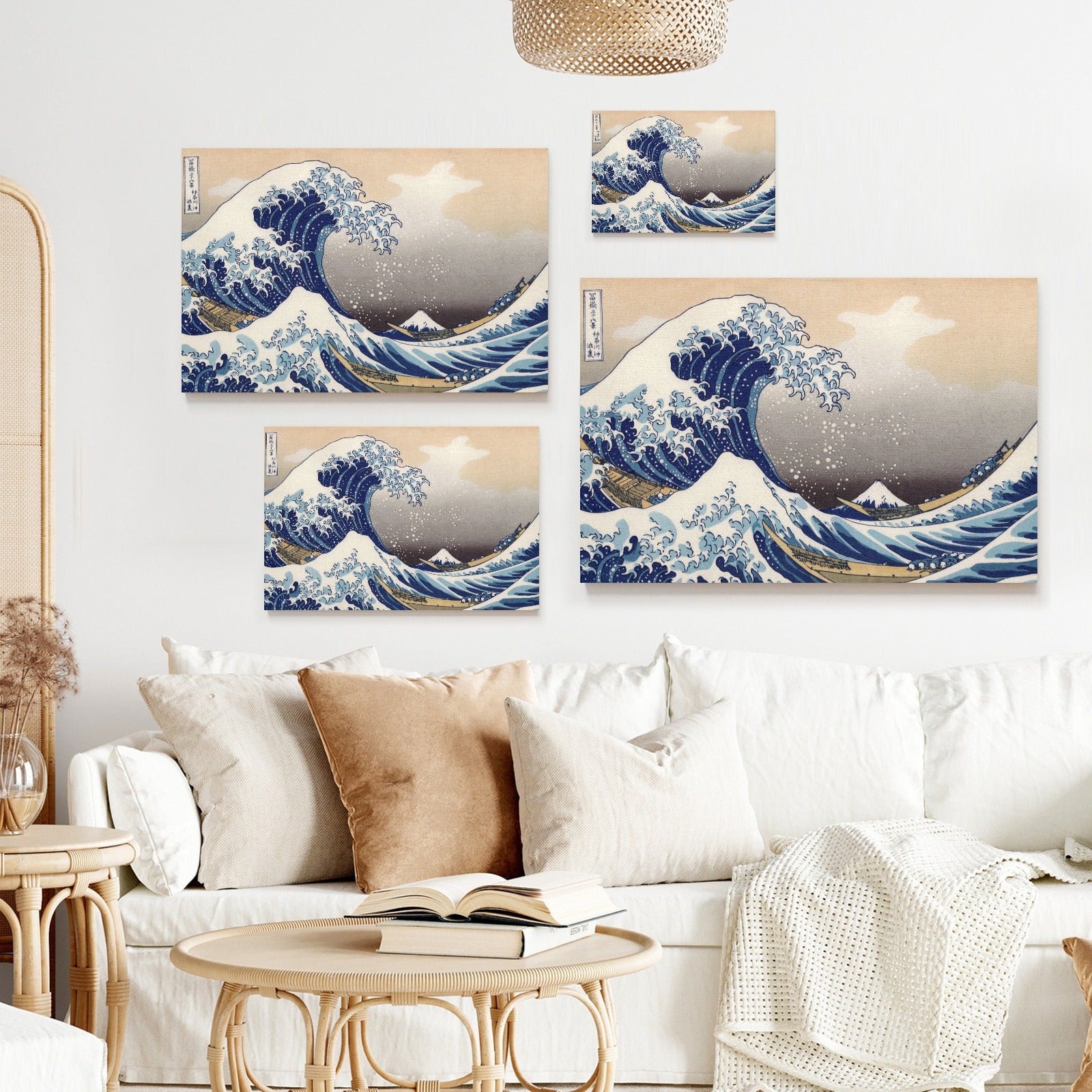 The Great Wave off Kanagawa canvas prints on wall, Japanese art decor with blue waves and Mount Fuji, art gift idea.