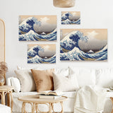 The Great Wave off Kanagawa canvas prints on wall, Japanese art decor with blue waves and Mount Fuji, art gift idea.