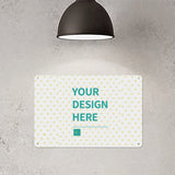 Customizable aluminum plaque with "YOUR DESIGN HERE", perfect for gifts and home decor.