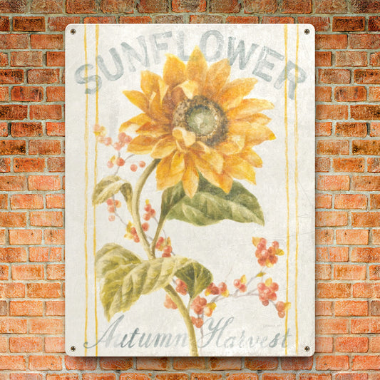 48765_d_Floursack Autumn I Tin Signs Yellow Sunflower Metal Sign (Made in USA)