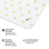 Customizable product with yellow hearts design, features high color accuracy, fine detail processing, and selected quality.