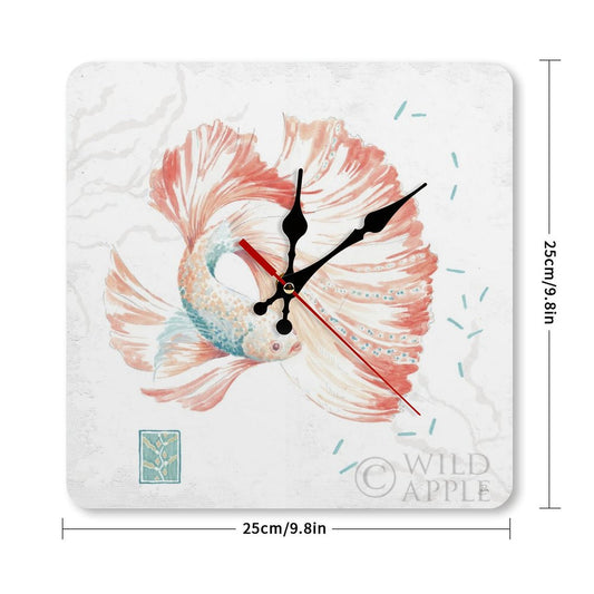 MyArtsyGift - Personalized Simplicity Wooden Wall Clock - Square Clock for Home, Kitchen Housewarming Gift, Delicate Sea, Made in USA