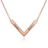 MyArtsyGift - Personalized Name Necklace ,Custom V Shaped Bar Pendant Necklace for Men Women