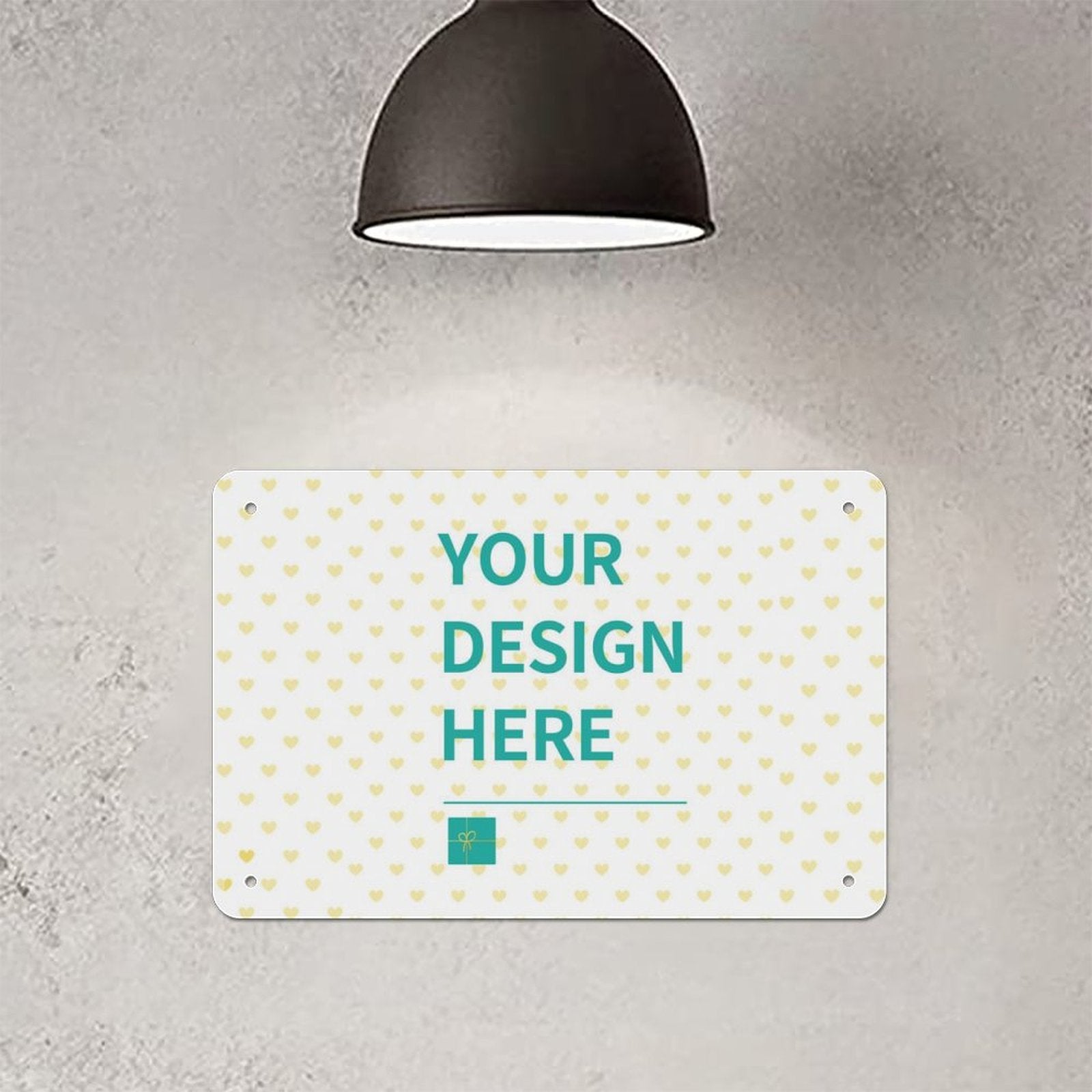 Customizable metal tin sign with 'YOUR DESIGN HERE', perfect for personalized gifts on MyArtsyGift