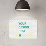 Customizable metal tin sign with 'YOUR DESIGN HERE', perfect for personalized gifts on MyArtsyGift