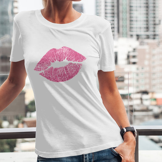 Pink Lips layers Classic Women's T-shirt Made In USA