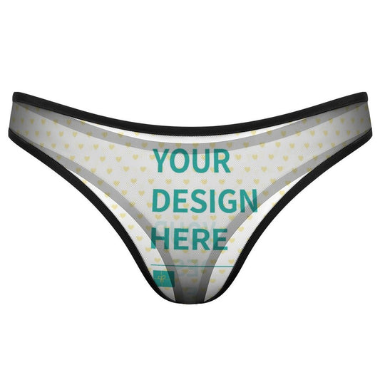 MyArtsyGift - Custom Women's Mesh Erotic Thong Sexy Panties Personalized Underwear Low Waist