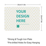 Customizable metal tin sign for MyArtsyGift, 'Your Design Here' design, durable iron plate, perfect for personalized gifts.