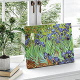 Scenery Canvas Print featuring Van Gogh's Irises, vibrant blue and green hues, home decor art.