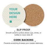 MyArtsyGift - 4pcs Custom Round Ceramics Coasters Personalized for Drink Add Your Image Text Logo Coasters with Cork Base for Coffee Cup Home Office