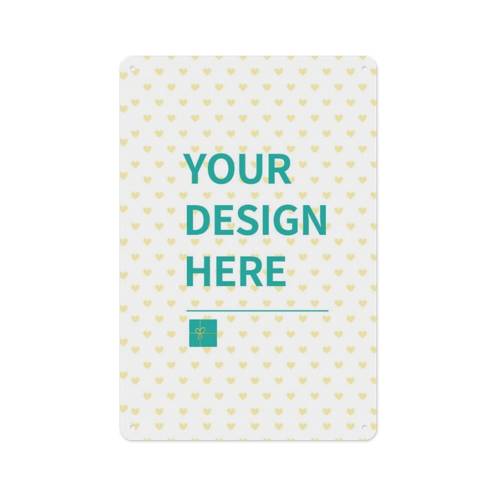 Customizable aluminum plaque with "YOUR DESIGN HERE", perfect for personalized gifts and home decor from MyArtsyGift.