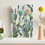 Cactus canvas art print for wall decor, with watercolor style succulent plants, minimalist design for home or office.