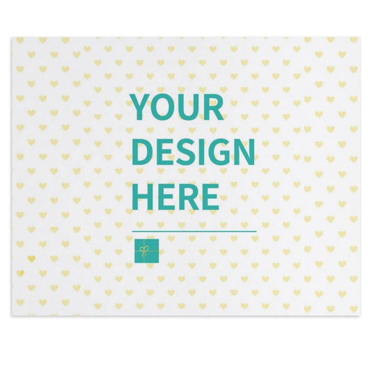 Custom Canvas Print with your photo, personalized design. White canvas background with yellow hearts.