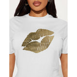 Navy and Gold Kiss Classic Women's T-shirt Made In USA