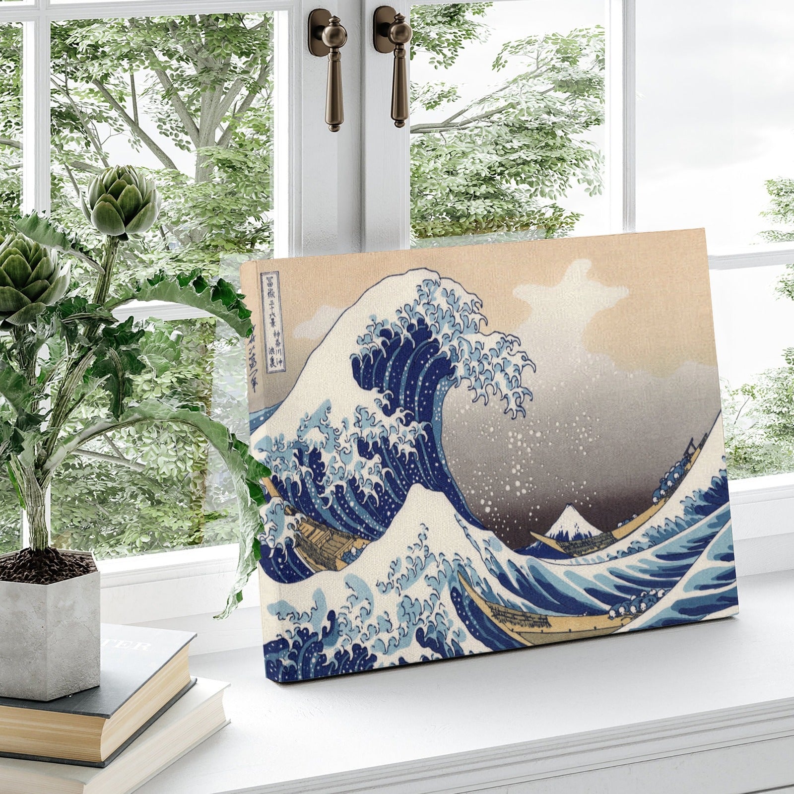 Hokusai's The Great Wave off Kanagawa canvas print, Japanese art, blue waves, Mount Fuji, art gift idea.