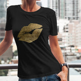 Navy and Gold Kiss Classic Women's T-shirt Made In USA