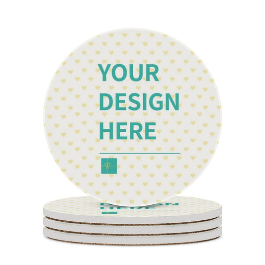 MyArtsyGift - 4pcs Custom Round Ceramics Coasters Personalized for Drink Add Your Image Text Logo Coasters with Cork Base for Coffee Cup Home Office