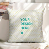 Customizable linen pillow case with 'YOUR DESIGN HERE', ideal for living room decor, personalized gifts