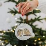 MyArtsyGift - Personalized Round Christmas Ornaments Customized Ceramic Circular Pendant Christmas Critters I Made in USA