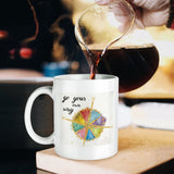 MyArtsyGift - Personalized Coffee Mug,  White Ceramic Mug Customized Gift, Colorful World II, Made in USA