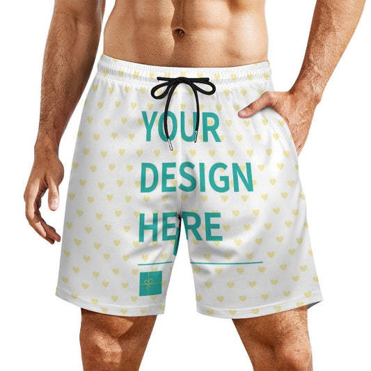 MyArtsyGift - Custom Men's Swim Trunks  with Compression Liner Personalized Bathing Suit Beach Swim Shorts