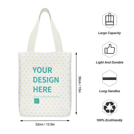 MyArtsyGift - Custom Canvas Tote Bag Reusable Heavy Duty Handbag Grocery Shopping Shoulder Bags Double Sided for Woman