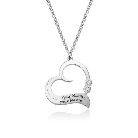 MyArtsyGift - Personalized Heart-shaped Name Necklace Custom Engraved Pendant Jewelry for Women