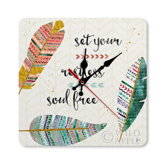 MyArtsyGift - Personalized Simplicity Wooden Wall Clock - Square Clock for Home, Kitchen Housewarming Gift, Light as a Feather,Made in USA
