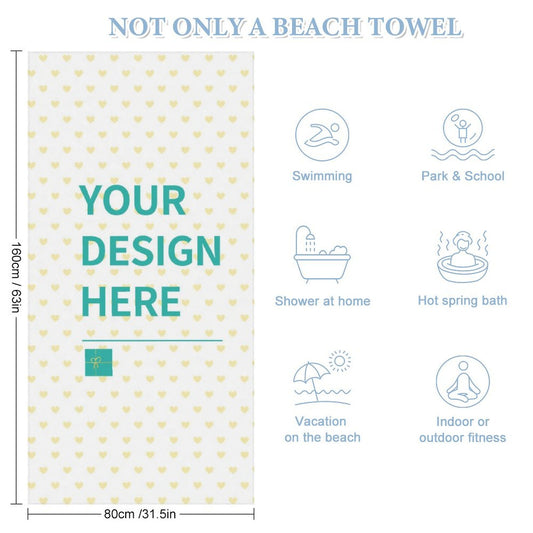 MyArtsyGift - Personalized Custom Beach Towel for Adults Men Women Customized Beach Accessories