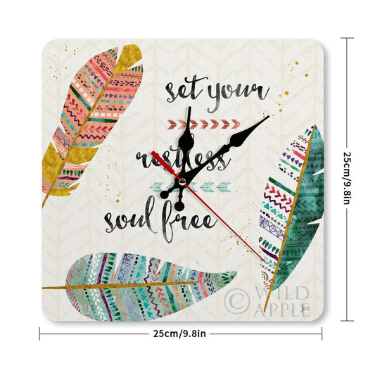 MyArtsyGift - Personalized Simplicity Wooden Wall Clock - Square Clock for Home, Kitchen Housewarming Gift, Made in USA