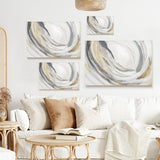 PI706-A Canvas Print set, abstract watercolor art in gray, gold, and white, made in USA, home decor.