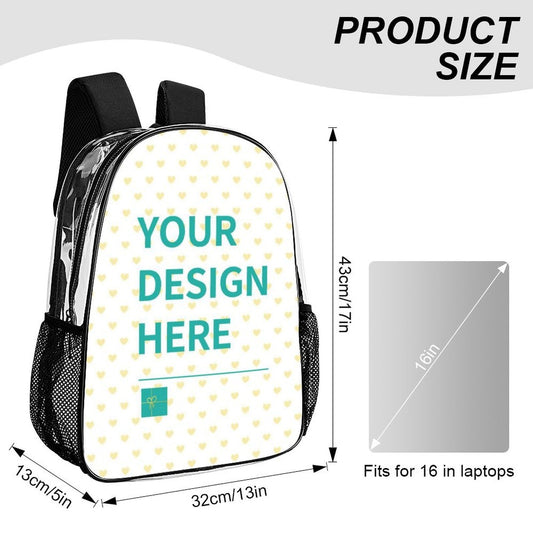 Personalized Clear Backpack for Girls Boys Custom Name PVC Transparent Backpacks Perfect for School Office