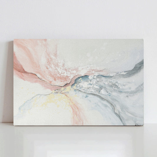 Pink Abstract Canvas Wall Art - Blush Pink and Gray Artwork for Living Room or Office Decoration