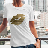 Navy and Gold Kiss Classic Women's T-shirt Made In USA