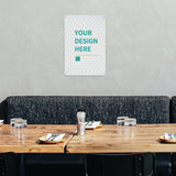Custom aluminum sign with 'YOUR DESIGN HERE' text, perfect for personalized home decor or restaurant display.