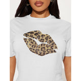 Leopard Kiss Black Texture Classic Women's T-shirt Made In USA