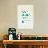 Customizable aluminum plaque with "YOUR DESIGN HERE", ideal for gifts and home decor. Durable and stylish.