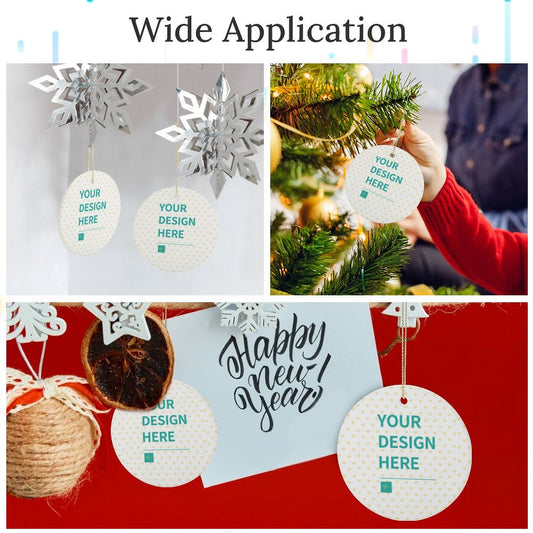 MyArtsyGift - Personalized Round Christmas Ornaments Customized Ceramic Circular Pendant Made in USA