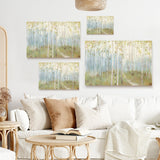 Birch tree forest canvas art prints in a living room setting, made in USA, perfect wall art for home decor, MyArtsyGift