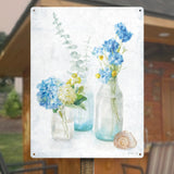 47121-Beach Cottage Florals III Tin Signs Blue Hydrangea Flowers Metal Sign (Made in USA)