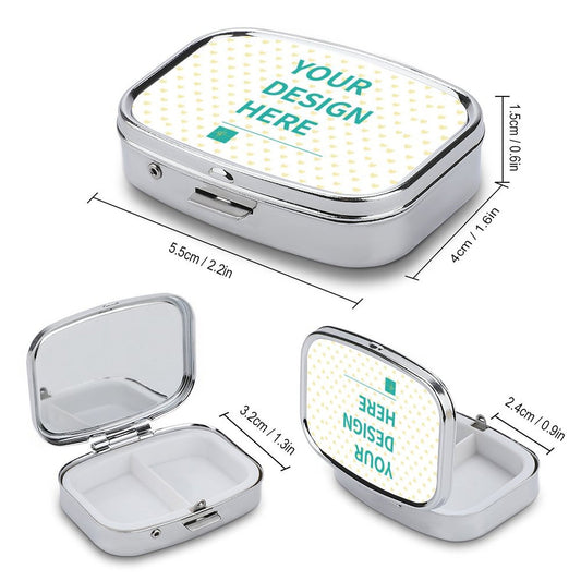 MyArtsyGift - Custom Square Pill Box Personalized  Portable Medicine Container for Pocket Purse Travel Gifts