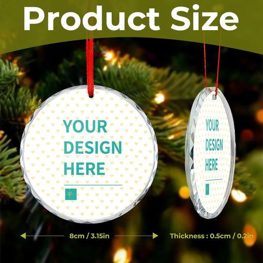 MyArtsyGift - Personalized Christmas Ornaments Custom Photo Crystal Glass Ornament Family, Pets, Baby's Xmas Decor