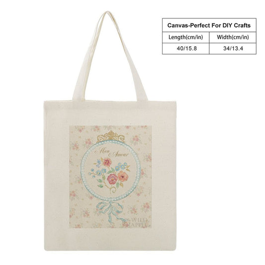 MyArtsyGift - Personalized Canvas Tote Bag for Women Cloth Cotton Bags for Shopping, Spring Fling, Made in USA