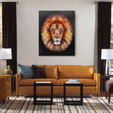 Seven Wall Arts - Handmade Painting - Pixel Dot Lion Ben Heine Digital Circlism 32x40 Inch (80x100cm)