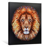 Seven Wall Arts - Handmade Painting - Pixel Dot Lion Ben Heine Digital Circlism 32x40 Inch (80x100cm)