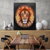 Seven Wall Arts - Handmade Painting - Pixel Dot Lion Ben Heine Digital Circlism 32x40 Inch (80x100cm)